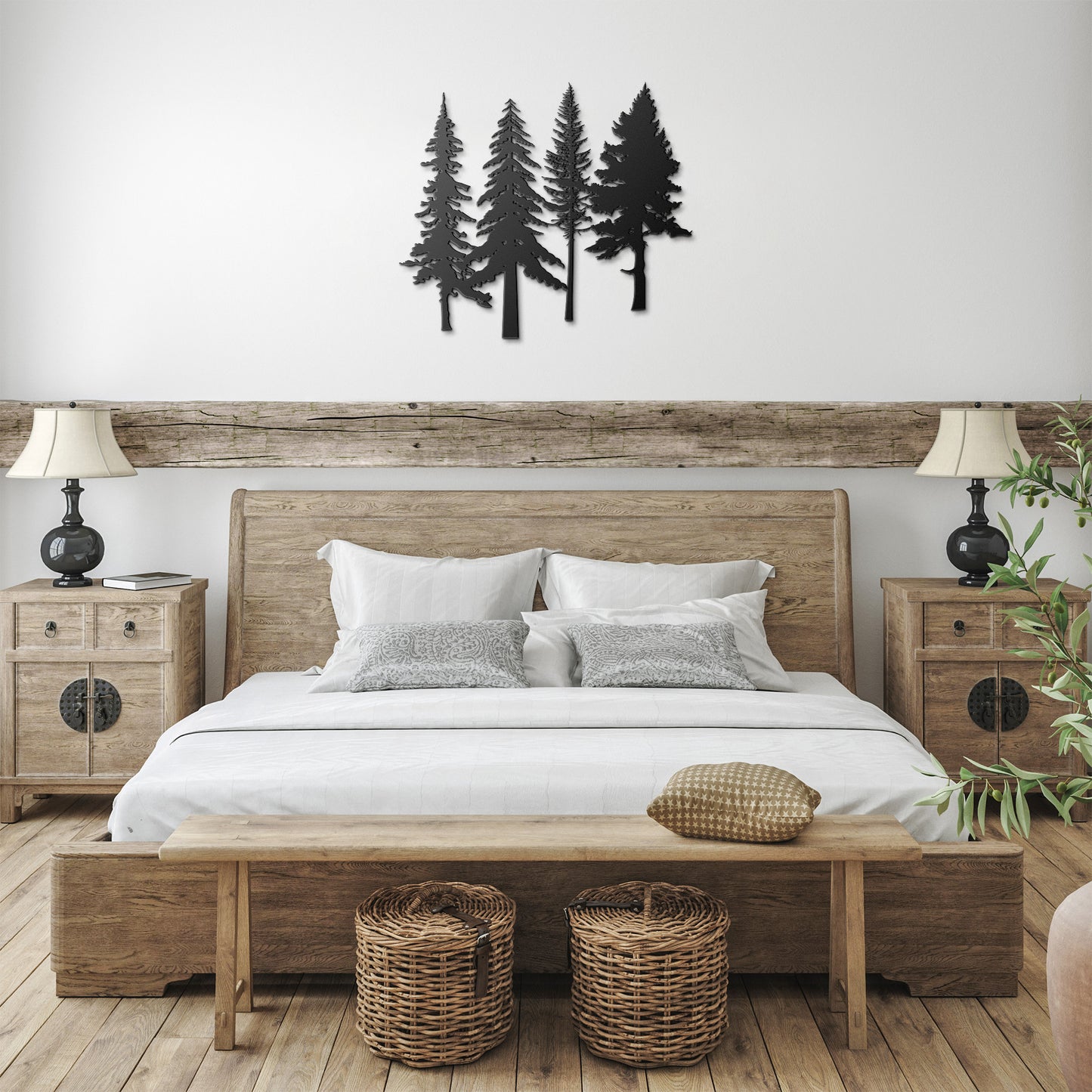 A Family of Pine Tree Forest Wall Art, Nature and Cabin Art, Evergreen Trees Metal Wall Decor