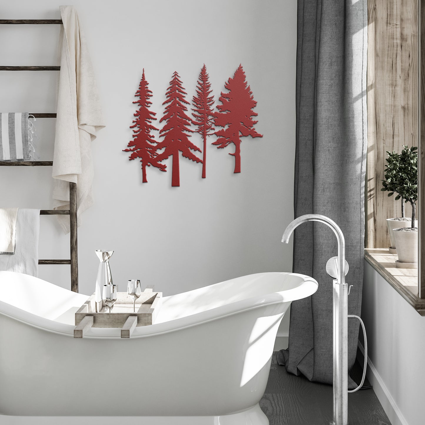 A Family of Pine Tree Forest Wall Art, Nature and Cabin Art, Evergreen Trees Metal Wall Decor