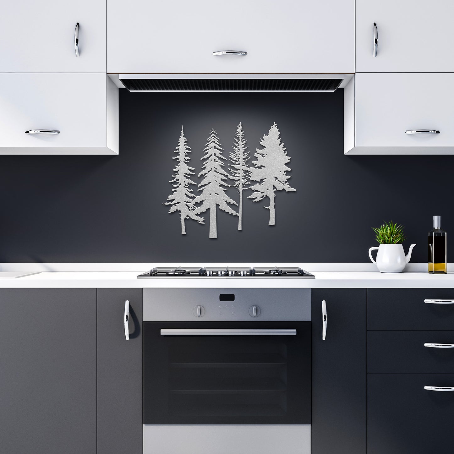 A Family of Pine Tree Forest Wall Art, Nature and Cabin Art, Evergreen Trees Metal Wall Decor