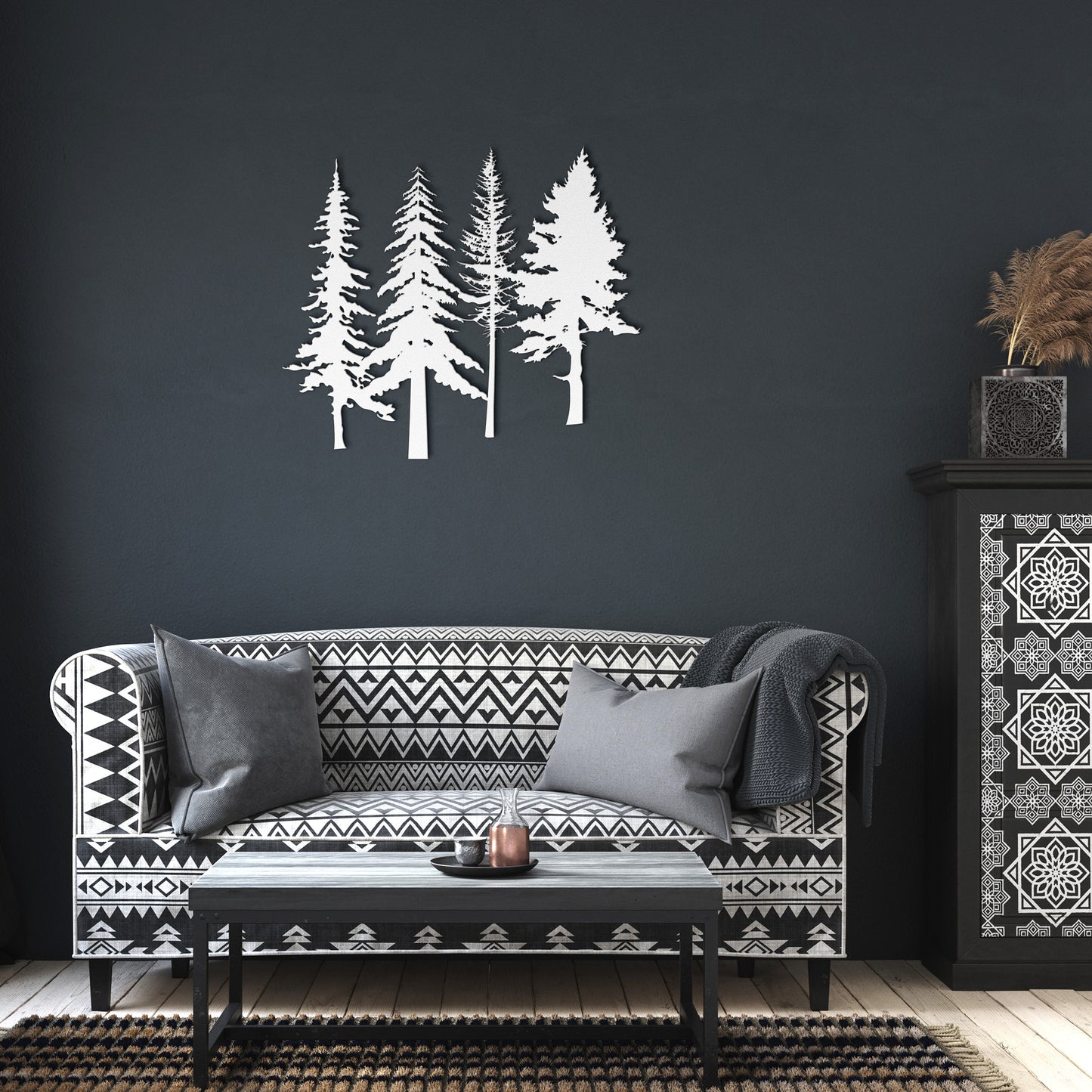 A Family of Pine Tree Forest Wall Art, Nature and Cabin Art, Evergreen Trees Metal Wall Decor