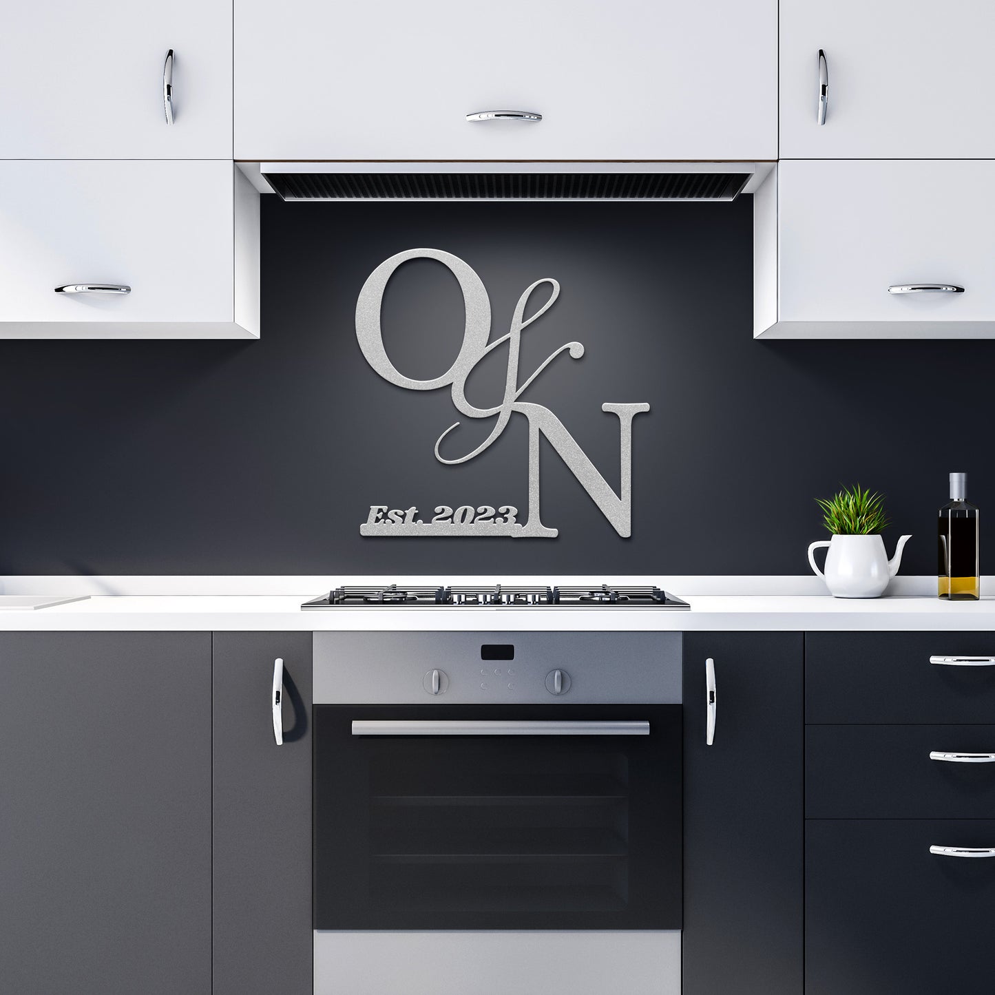 Couple Initials Metal Sign Example Olivia & Nick, With Anniversary Date, Valantine Gift, Engagement wedding gift, Housewarming Metal Sign