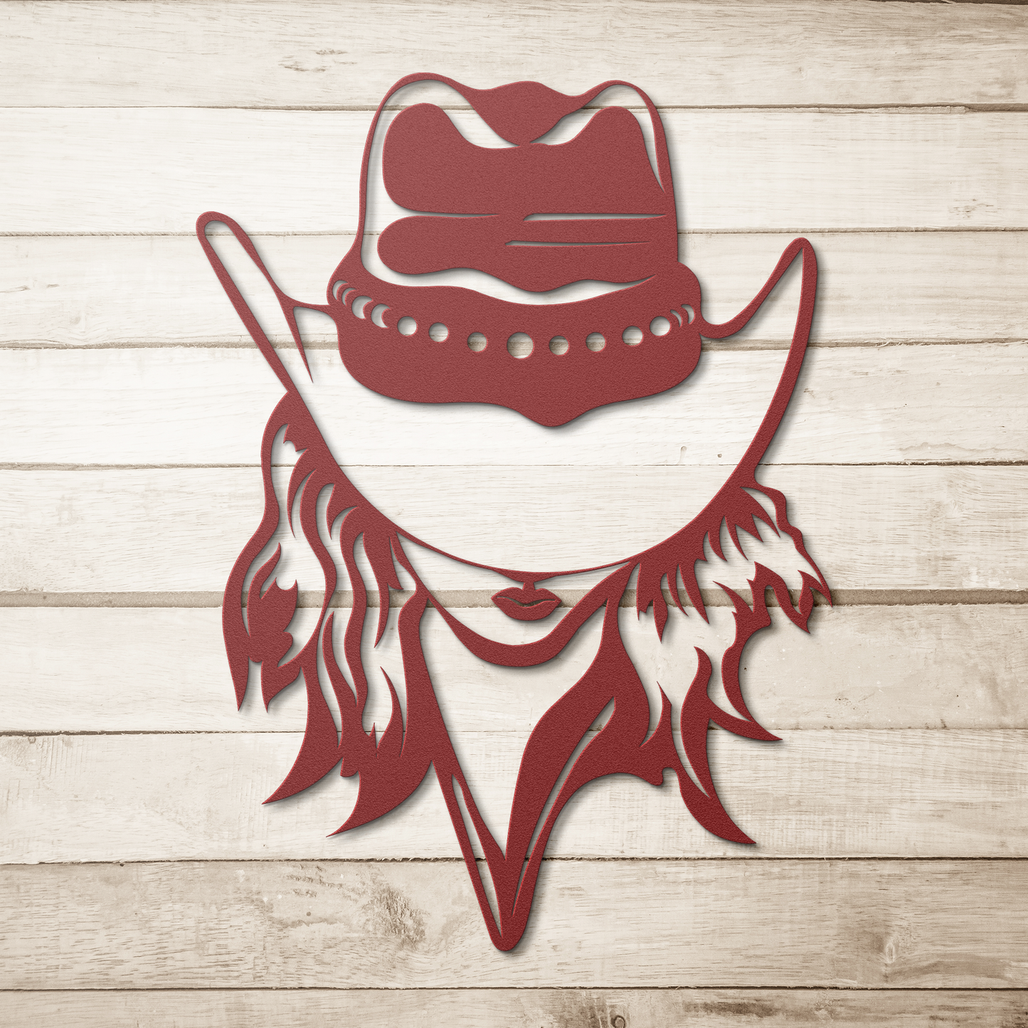 CowGirl_Metal_Sign_Western_Themed_Metal_Red_Simple_Wood_BKGD_Mockup.png