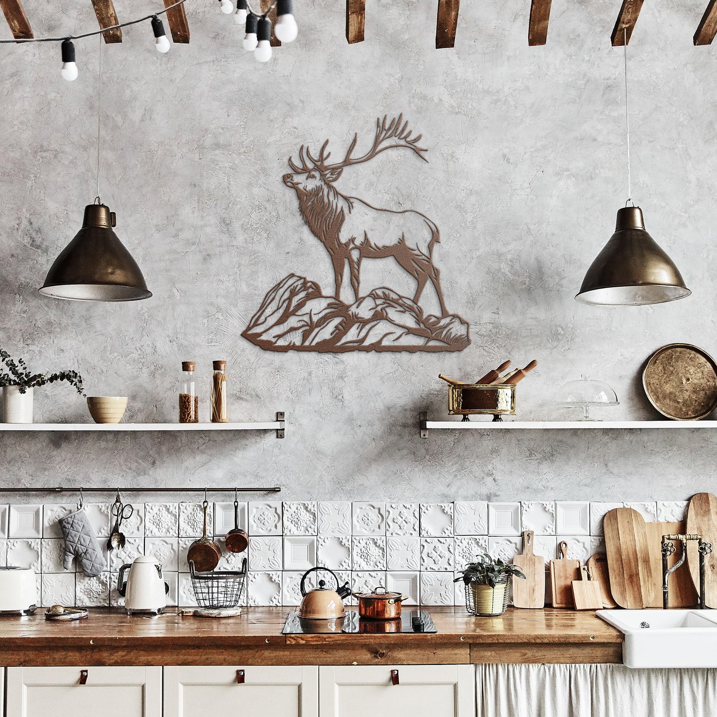 Deer Elk Metal Sign, Deer Buck Art, Cabin Decoration, Housewarming Gift