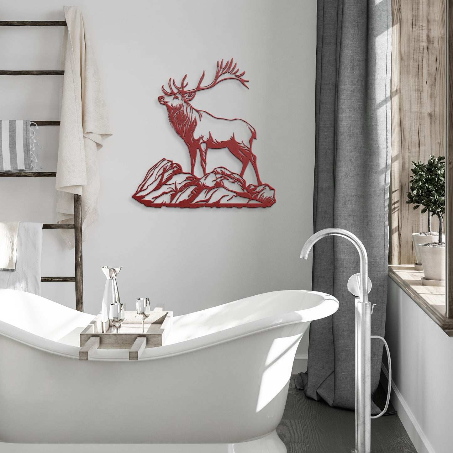 Deer Elk Metal Sign, Deer Buck Art, Cabin Decoration, Housewarming Gift