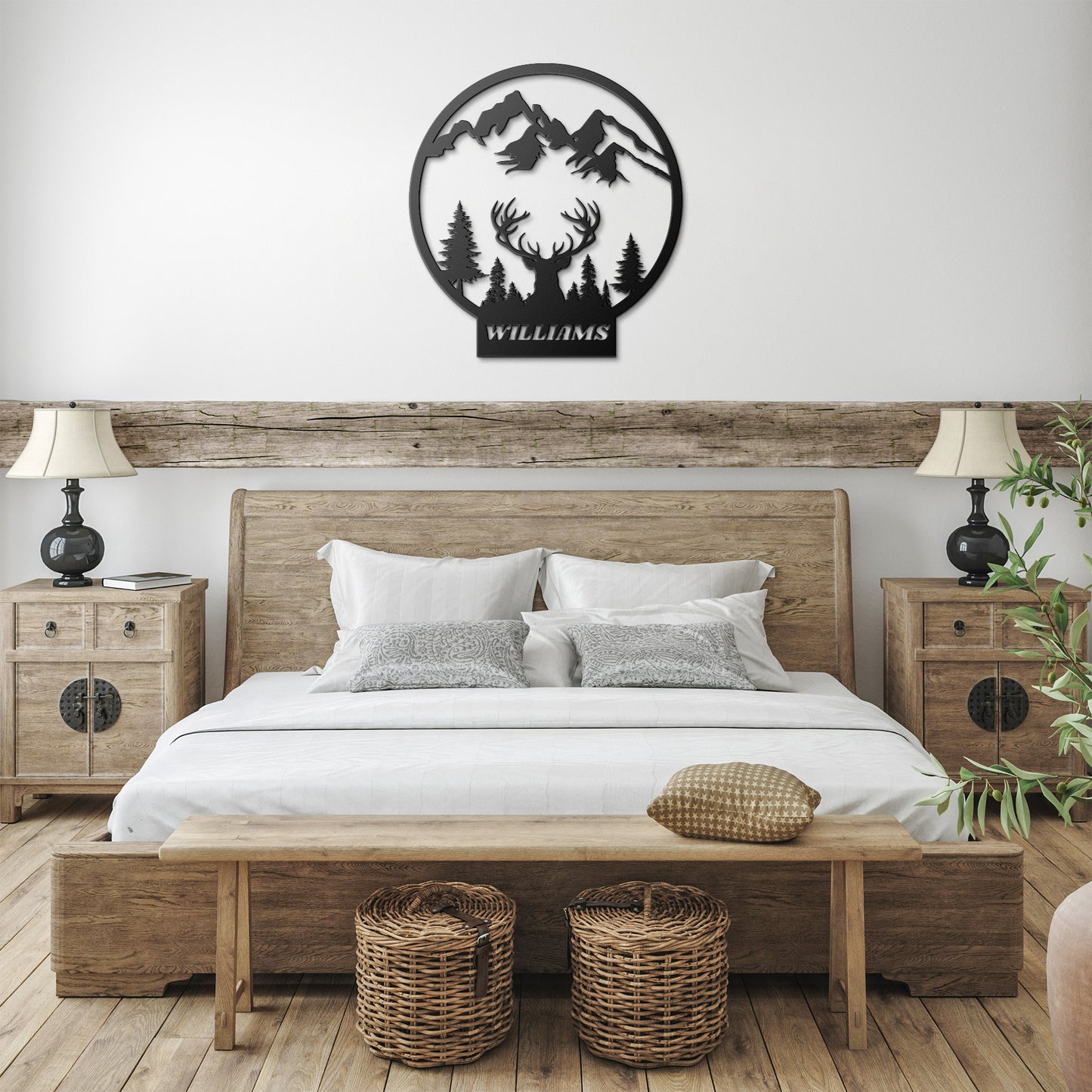 Deer Hunter Gift, Custom Family Name Sign, Last Name Deer Monogram Cabin Decor