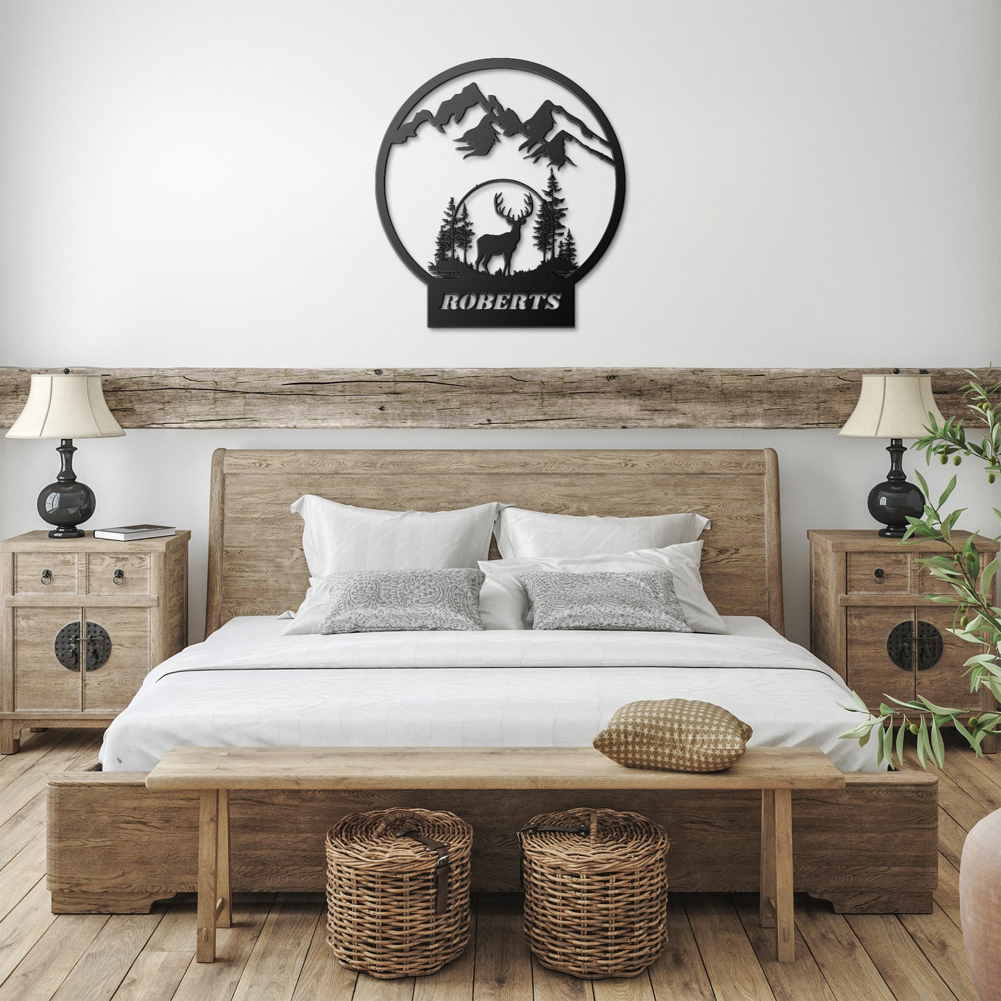 Deer Hunter Gift, Custom Family Name Sign, Last Name Deer Monogram Cabin Decor