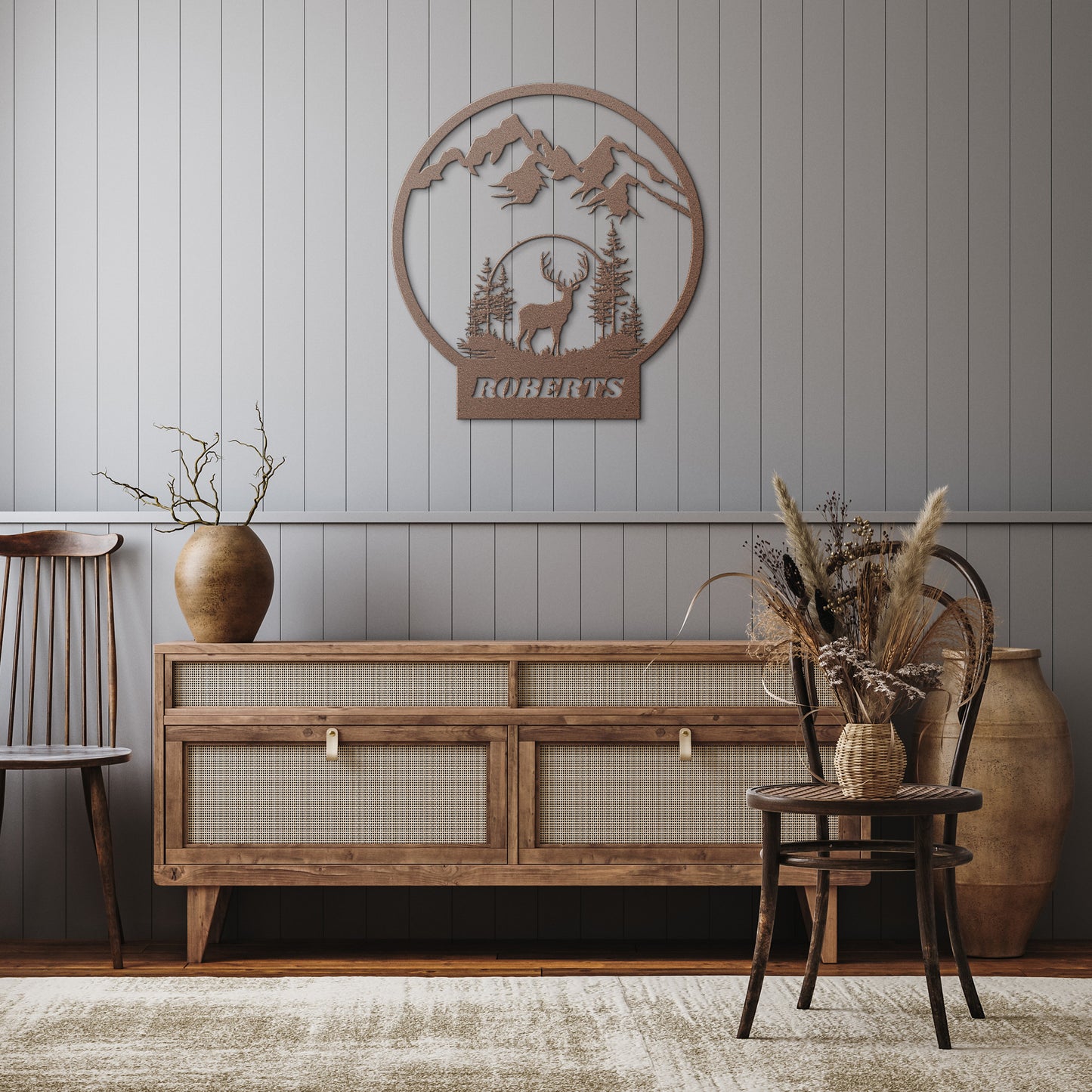 Deer Hunter Gift, Custom Family Name Sign, Last Name Deer Monogram Cabin Decor