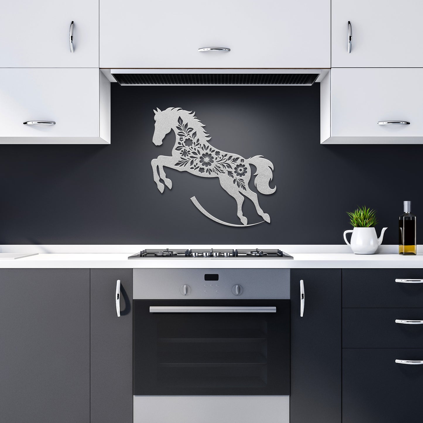 Floral Horse Silhouette