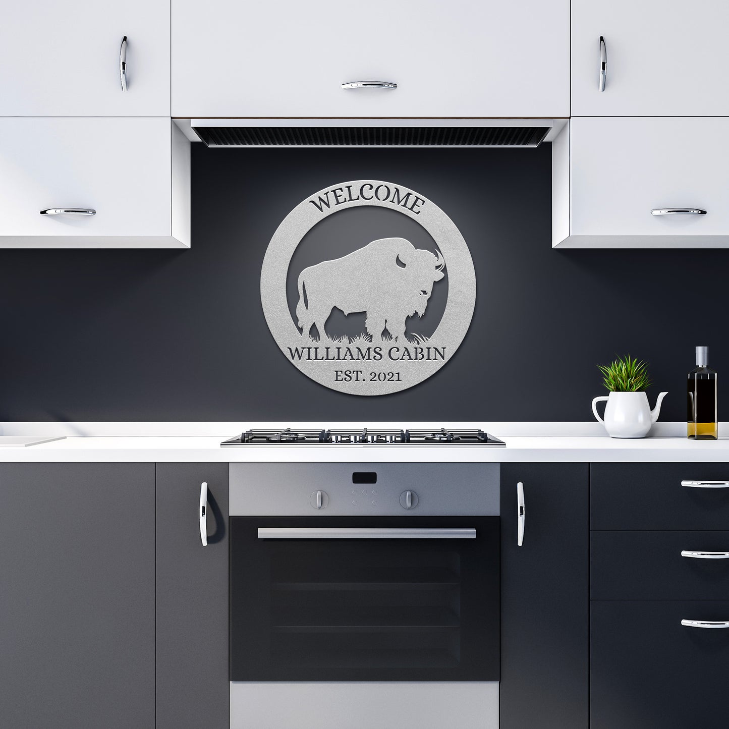 Personalized American bison metal sign, Buffalo Decor Cabin sign, Address Sign, Ranch Metal Sign, Farm Sign