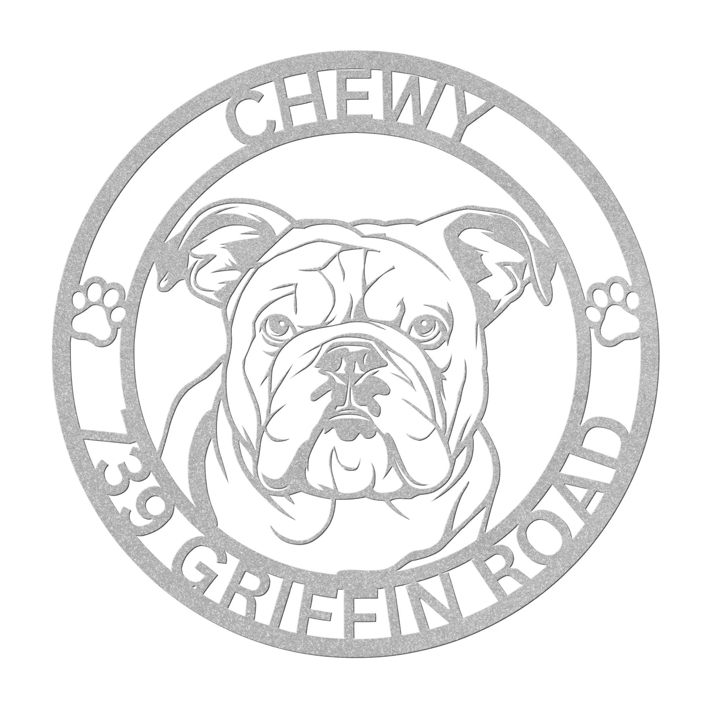 Personalized English Bulldog Address Metal Sign, Gift for Pet Owner, Bulldog Home Decor, English Bulldog Wall Hanging