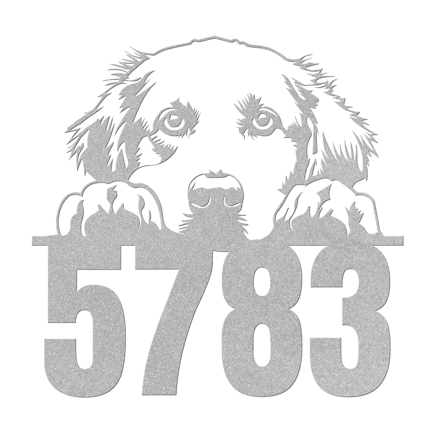 Personalized Golden Retriever House Number Metal Sign, Metal Wall Art Outdoor Golden retriever address sign