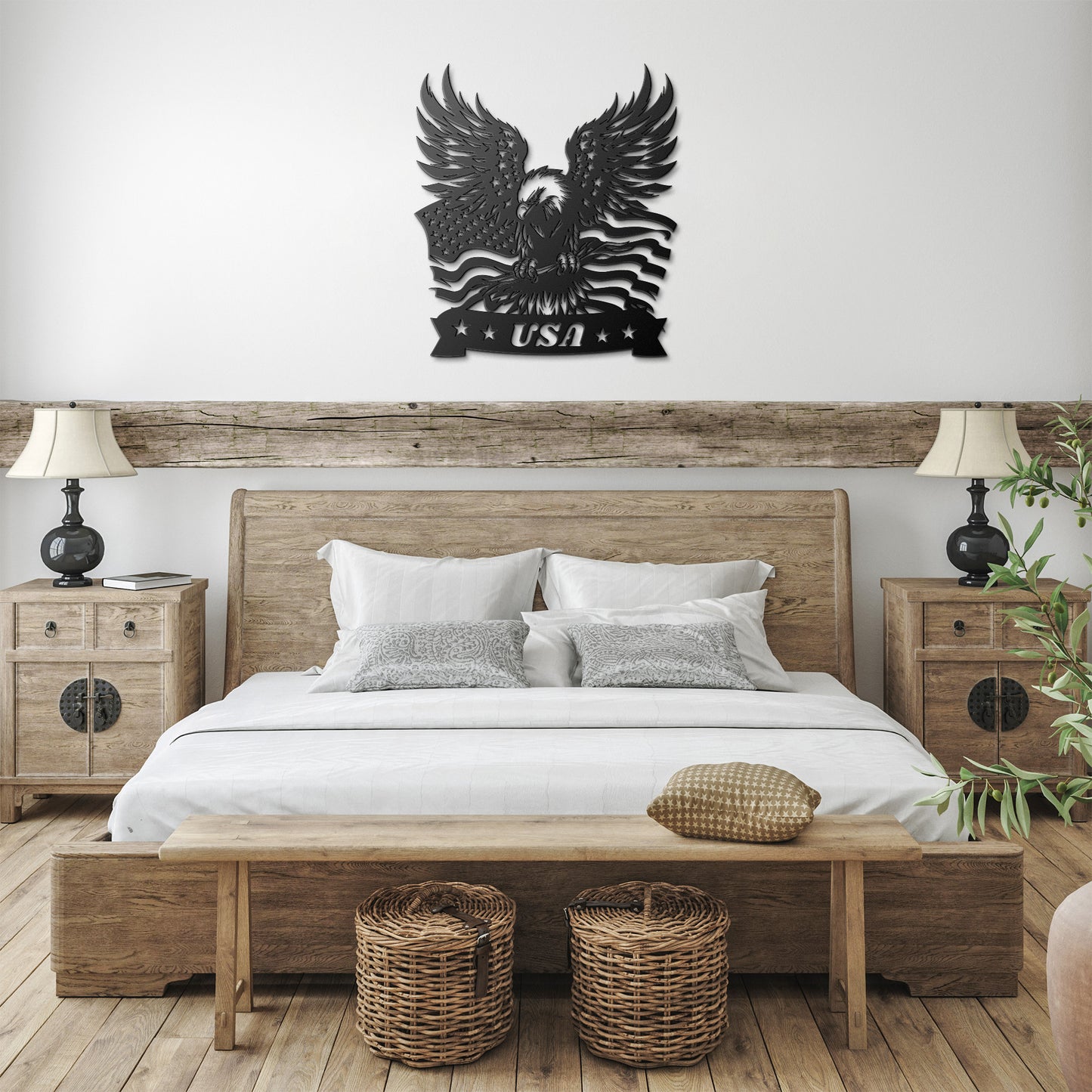 AMERICAN EAGLE METAL SIGN, USA FLAG, VETERAN GIFT, PATRIOTIC GIFT, WING SPREAD EAGLE With USA FLAG METAL SIGN