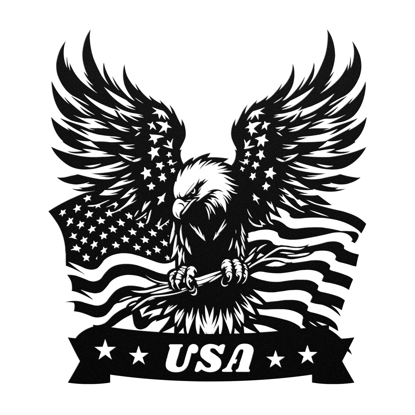 AMERICAN EAGLE METAL SIGN, USA FLAG, VETERAN GIFT, PATRIOTIC GIFT, WING SPREAD EAGLE With USA FLAG METAL SIGN