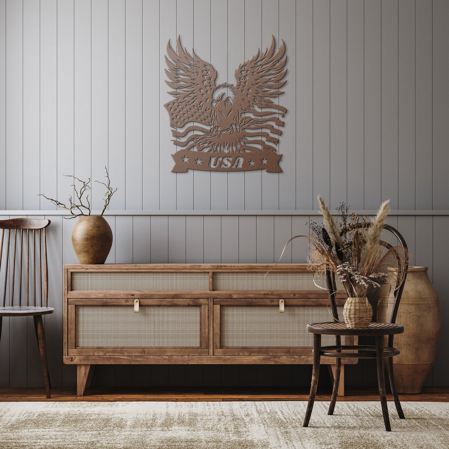 AMERICAN EAGLE METAL SIGN, USA FLAG, VETERAN GIFT, PATRIOTIC GIFT, WING SPREAD EAGLE With USA FLAG METAL SIGN