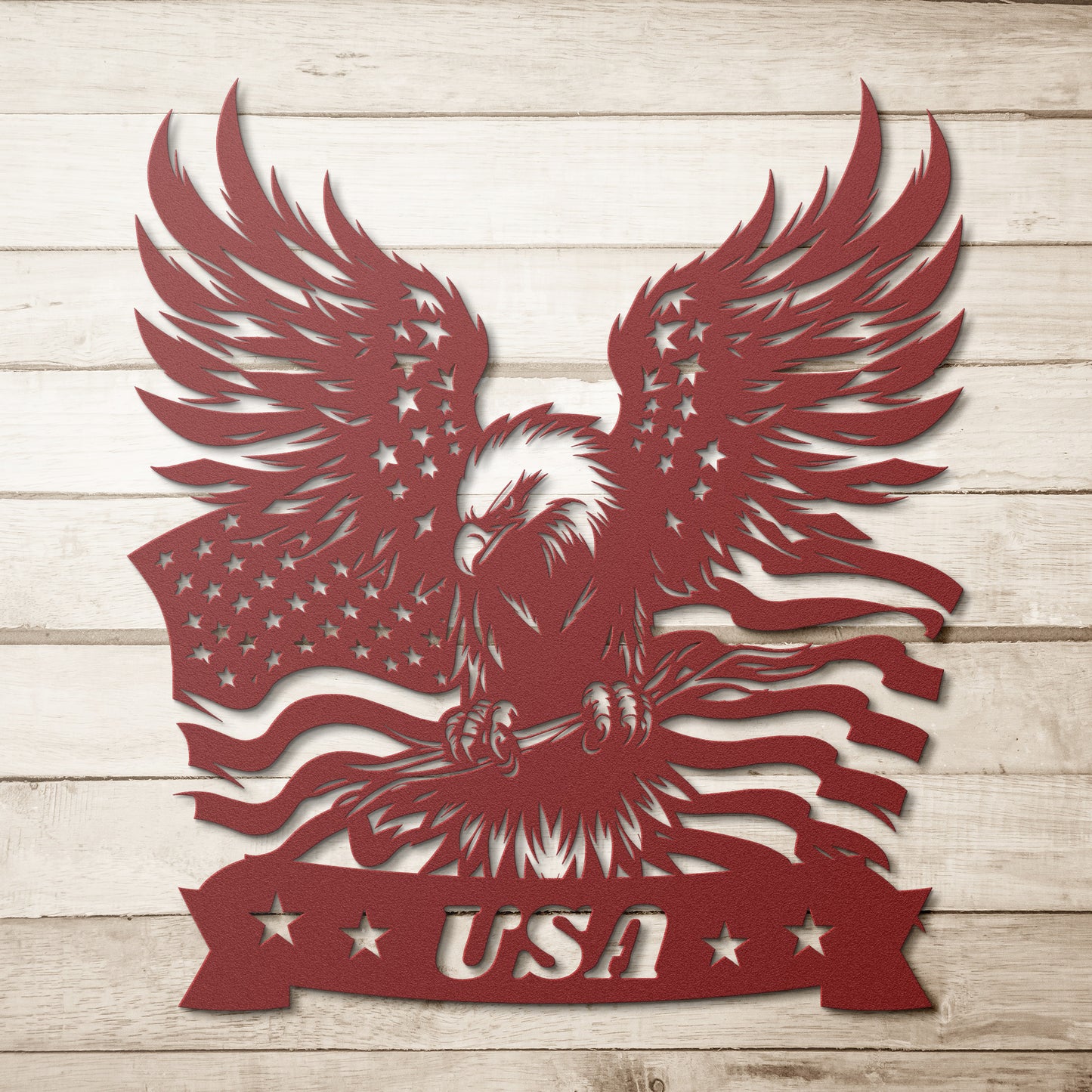 AMERICAN EAGLE METAL SIGN, USA FLAG, VETERAN GIFT, PATRIOTIC GIFT, WING SPREAD EAGLE With USA FLAG METAL SIGN