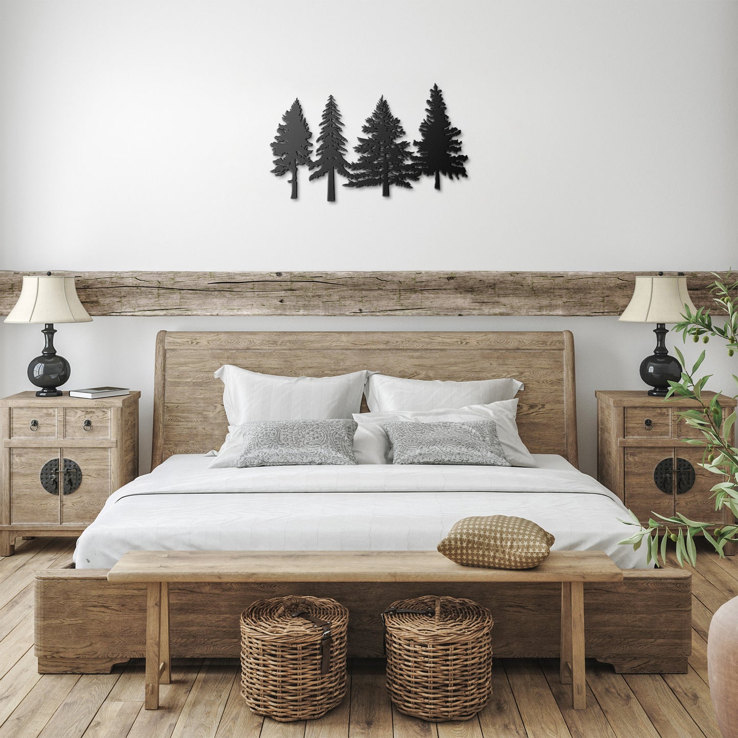 A Family of Pine Tree Forest Wall Art, Nature and Cabin Art, Evergreen Trees Metal Wall Decor