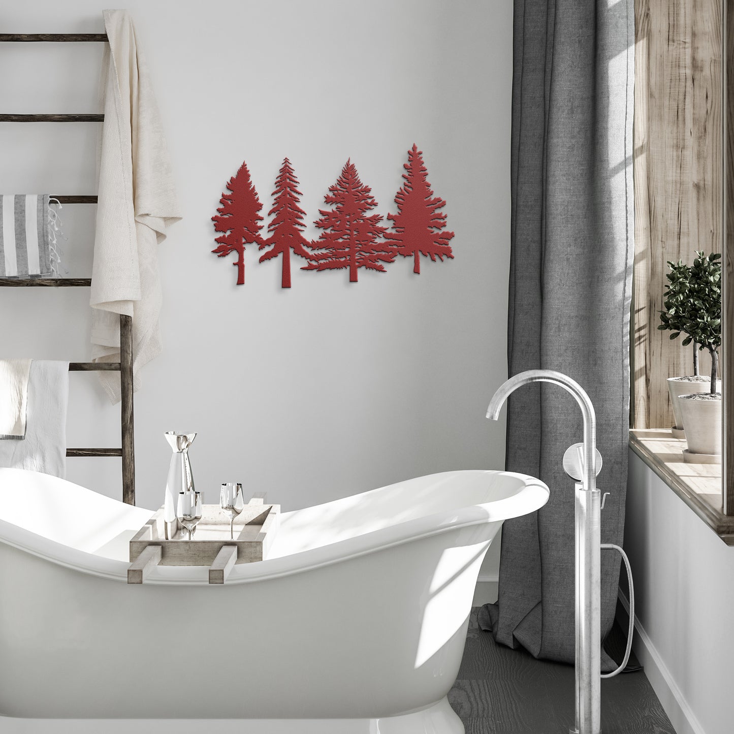 A Family of Pine Tree Forest Wall Art, Nature and Cabin Art, Evergreen Trees Metal Wall Decor