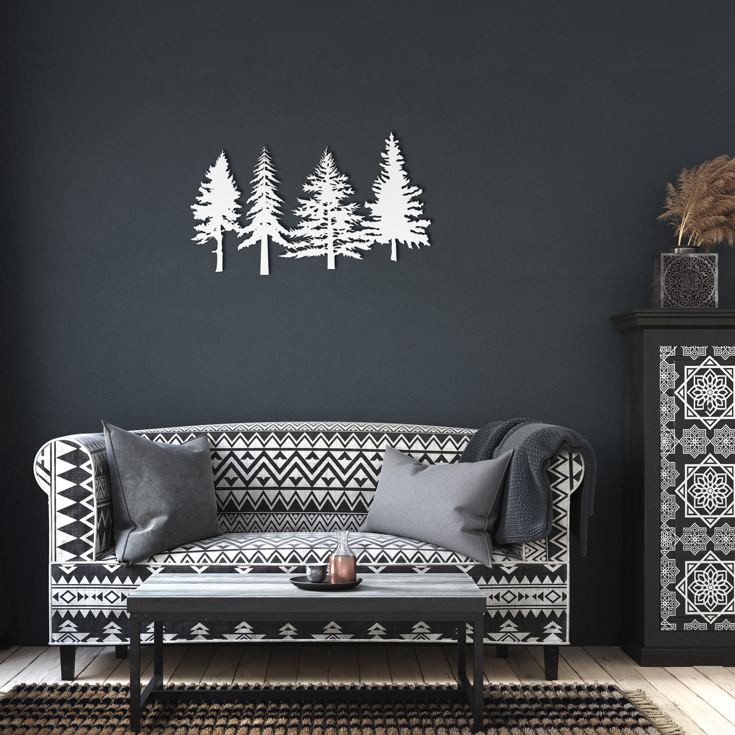 A Family of Pine Tree Forest Wall Art, Nature and Cabin Art, Evergreen Trees Metal Wall Decor
