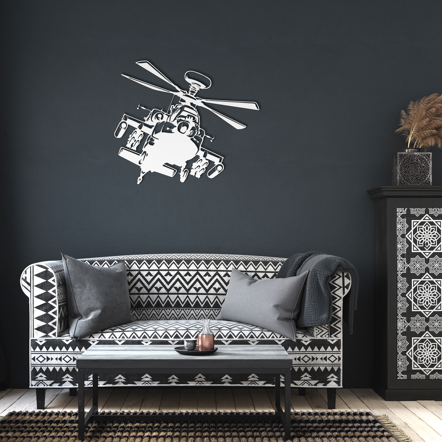 Attack_Helicopter_Metal_Wall_Art_Decor__White_Dark_Living_Room_Mockup.png