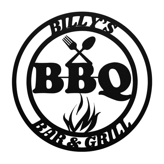 BBQ & GRILL custom sign, Personalized Metal BBQ Sign, Outdoor Kitchen Metal Signs