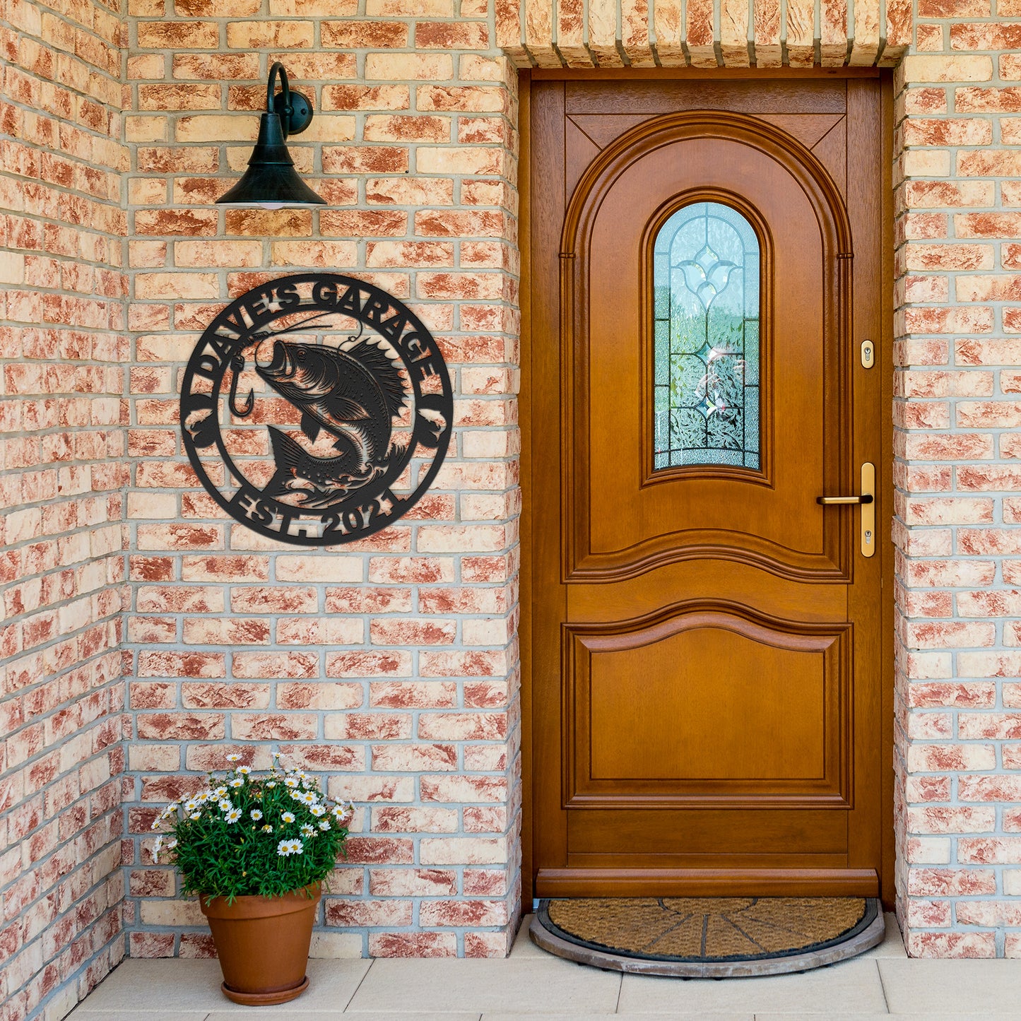 Bass Largemouth Dad's Garage Sign, Personalized Fish Metal Sign, Customized Name Sign, Lake House Fishing Wall Art