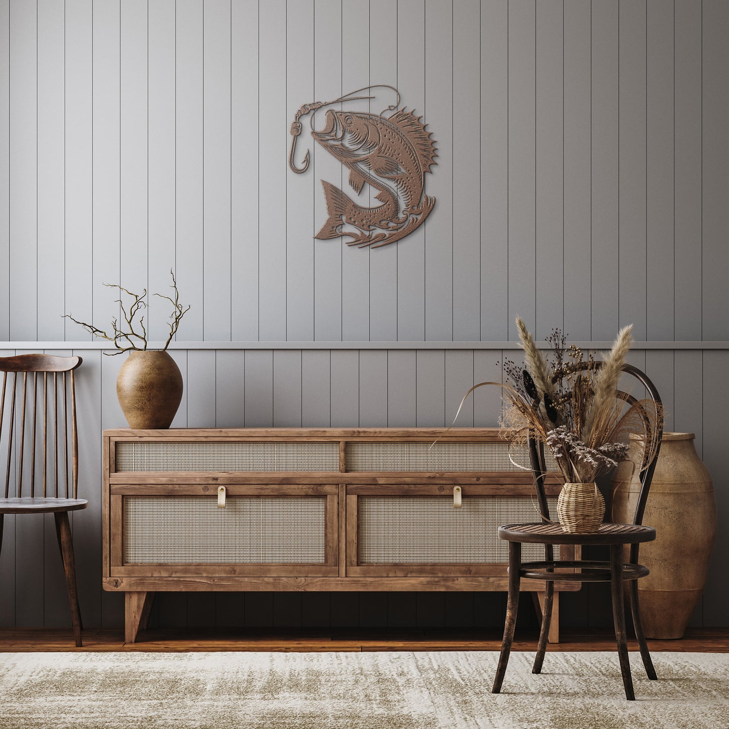 Bass Largemouth Fishing Sign, Bass Metal Art, Fish Pole Decor, Lake House Fishing Wall Art, Fishing Gift