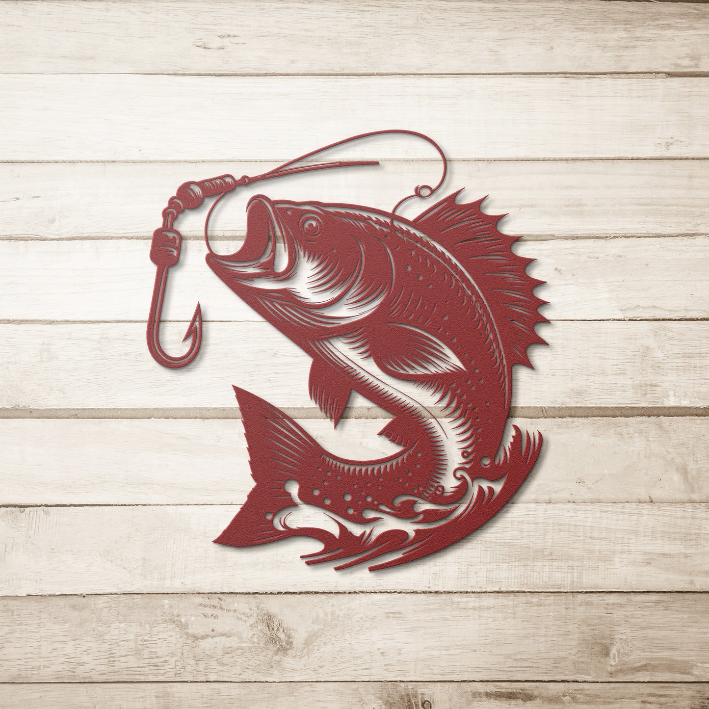 Bass Largemouth Fishing Sign, Bass Metal Art, Fish Pole Decor, Lake House Fishing Wall Art, Fishing Gift