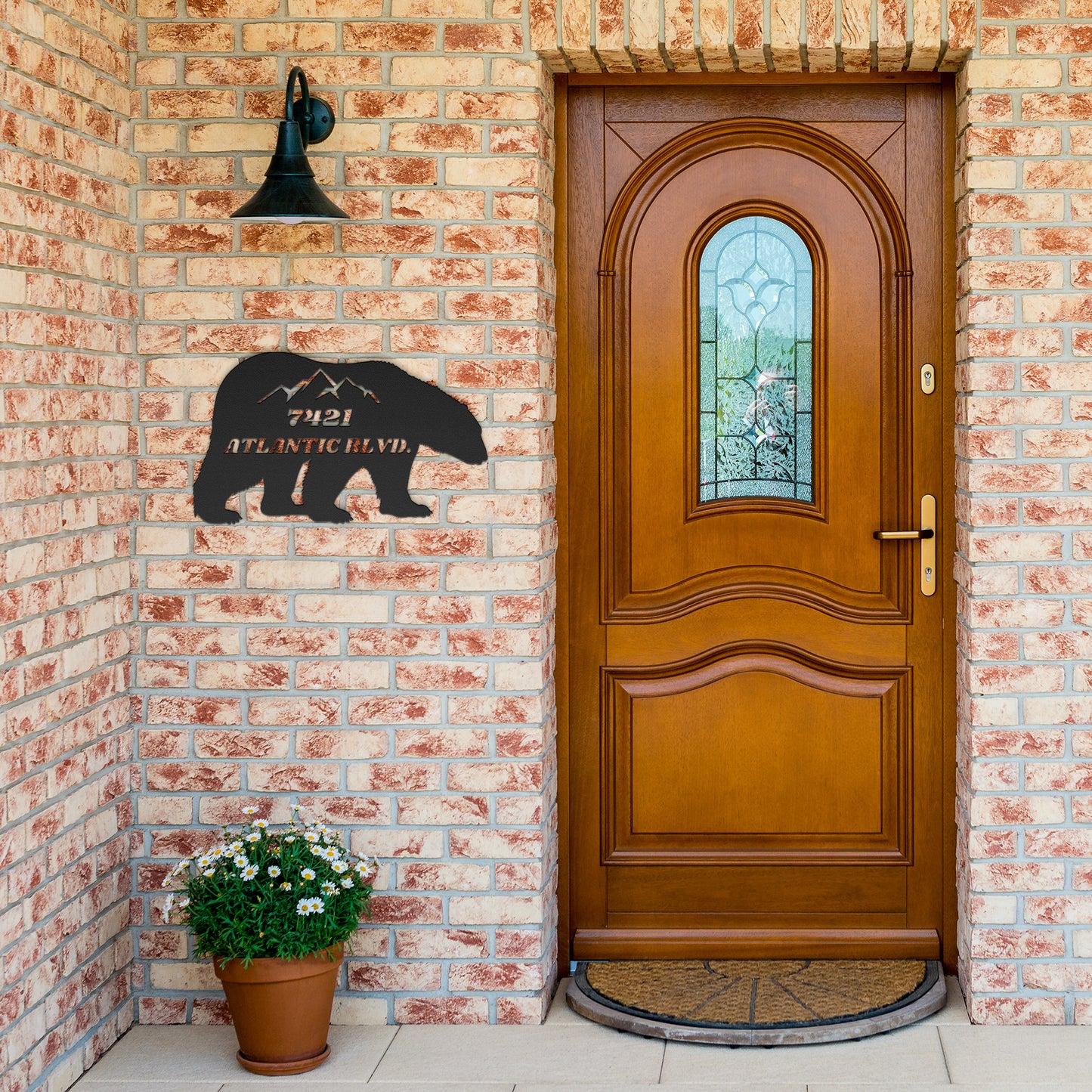 Bear Address House Sign, Custom Address Door Hanger, Personal Address Sign