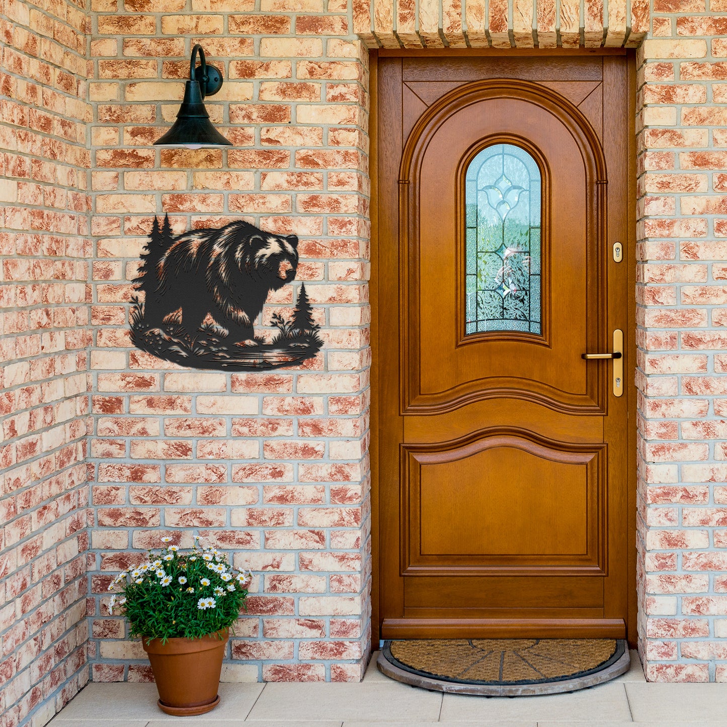 Bear Wall Art Metal Sign, Forest Bear Scene, Nature and Wild Forest Sign, Indoor Outdoor Sign, Home Wall Hanging gift