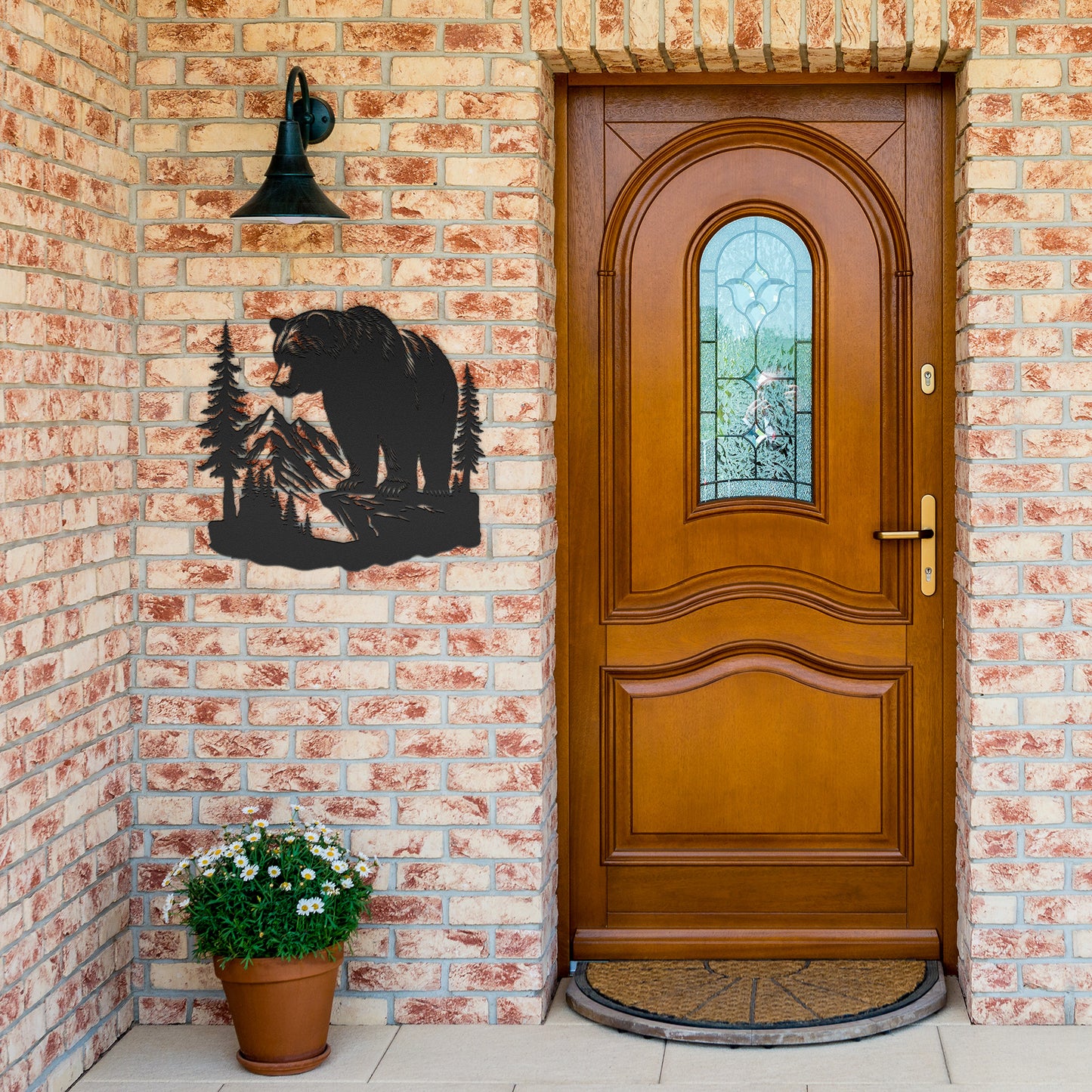 Bear Wall Art Metal Sign, Forest Mountain Bear Scene, Nature and Wild Forest Sign, Indoor Outdoor Sign, Home gift