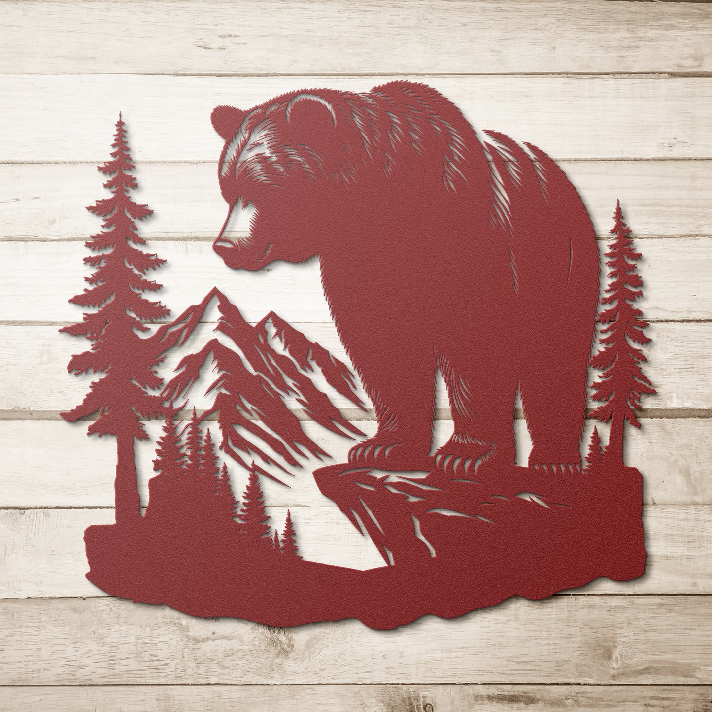 Bear Wall Art Metal Sign, Forest Mountain Bear Scene, Nature and Wild Forest Sign, Indoor Outdoor Sign, Home gift