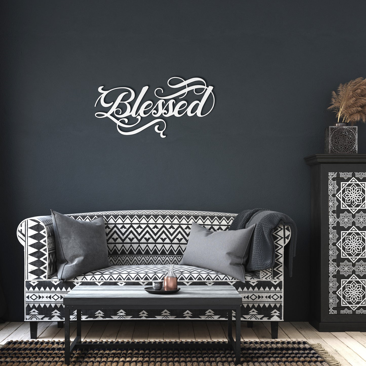 Blessed Metal Word Art, Indoor Outdoor Blessed Metal Sign, Housewarming Gift, Rustic Metal Wall Art, Word Art