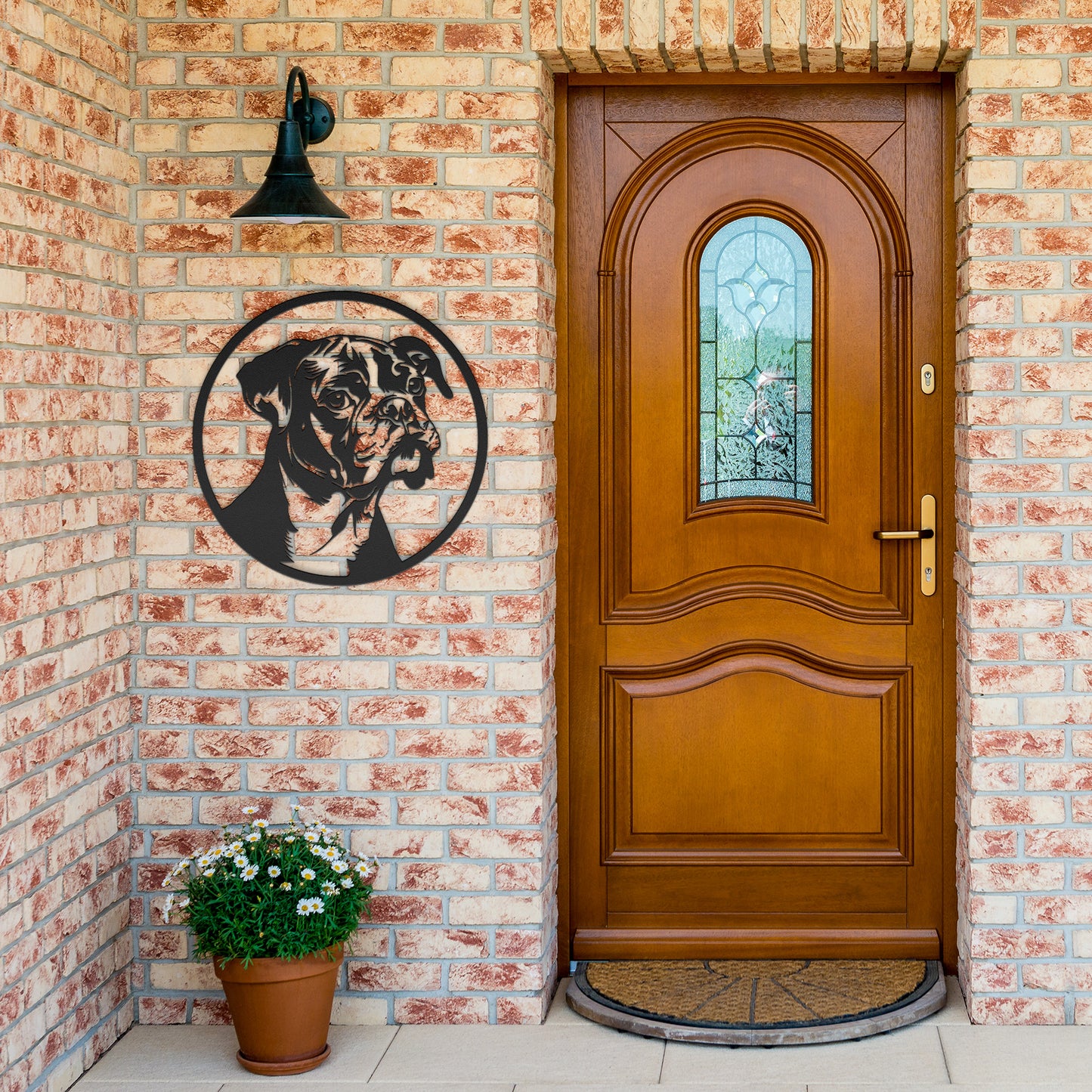 Boxer Dog Silhouette, Dog Lover Gift, Boxer Pet Owner Round Steel Sign, Boxer Dog Breed Metal Sign