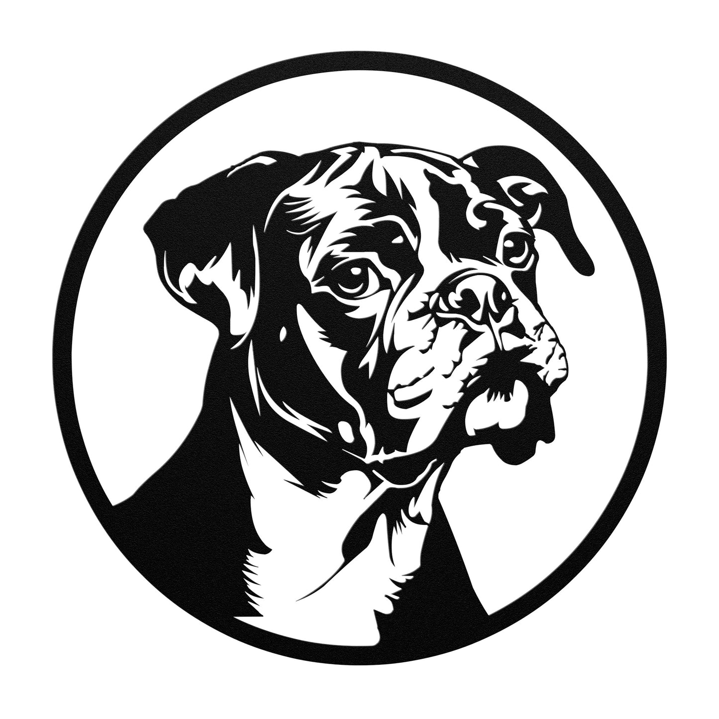 Boxer Dog Silhouette, Dog Lover Gift, Boxer Pet Owner Round Steel Sign, Boxer Dog Breed Metal Sign