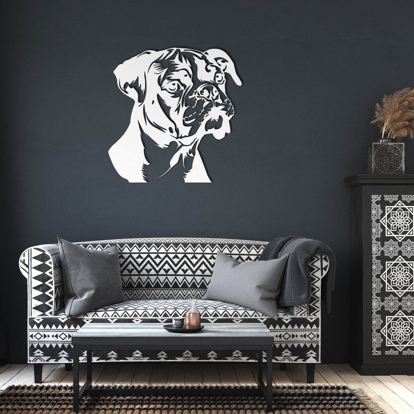 Boxer Dog Silhouette, Dog Lover Gift, Boxer Pet Owner Steel Sign, Boxer Dog Breed Metal Sign