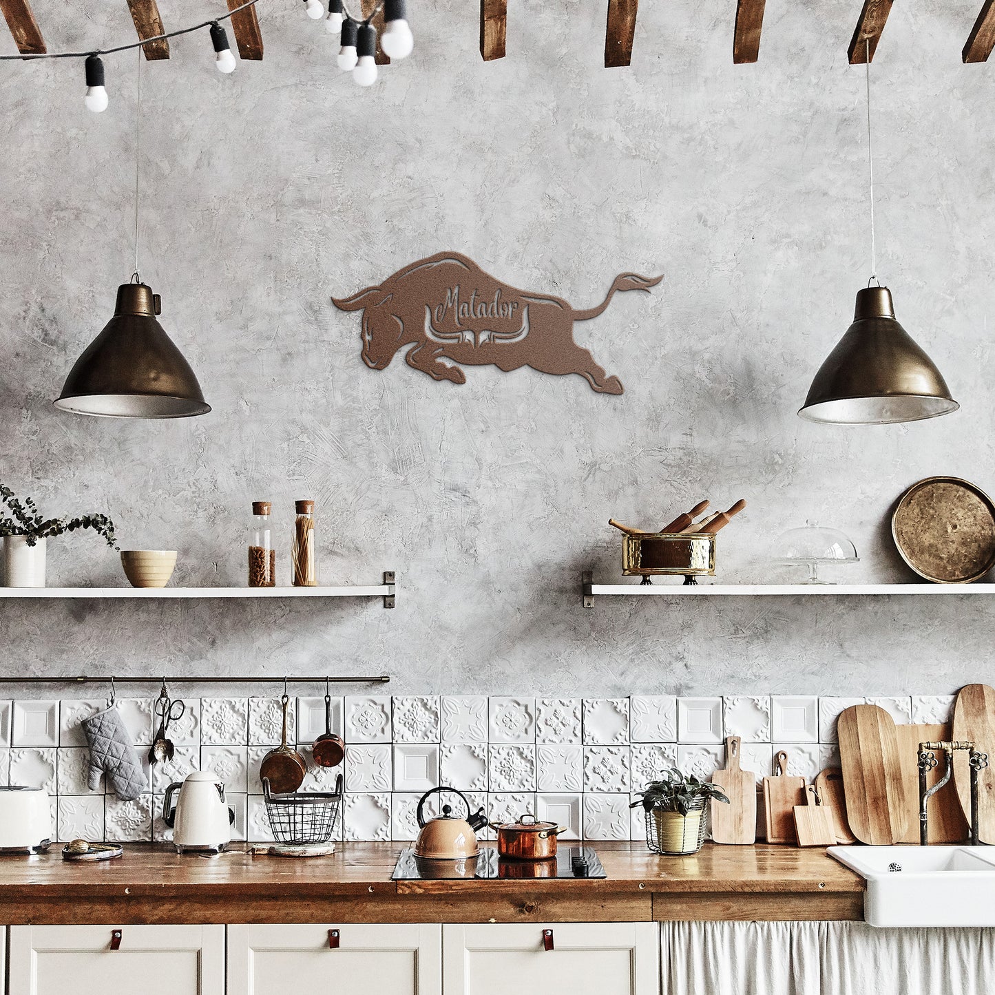 Bull Matador Metal Word Wall Art, Home Decor, Front Door & Living room Wall Art, Housewarming Gift, Rustic Metal Wall Art