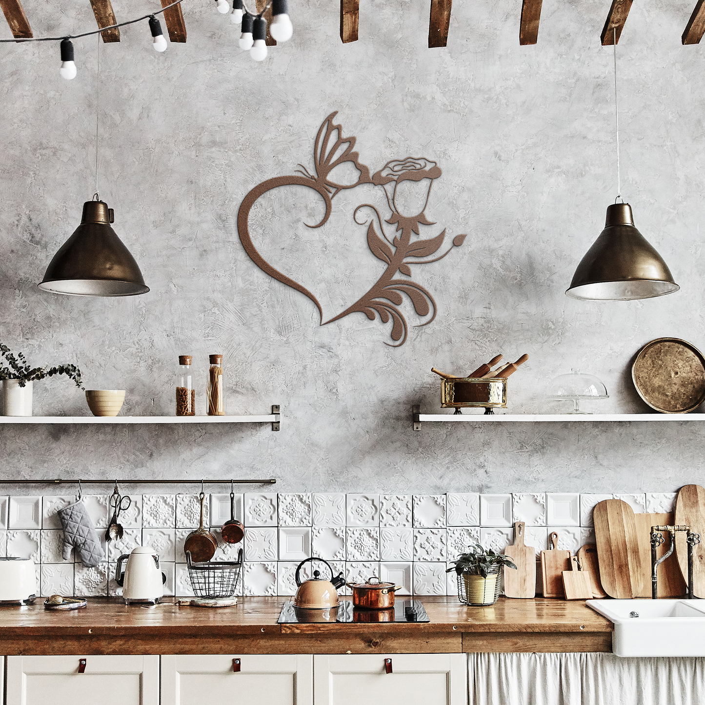 Butterfly_Floral_Heart_Metal_Sign_Livin_Copper_Rustic_Kitchen_Mockup.png