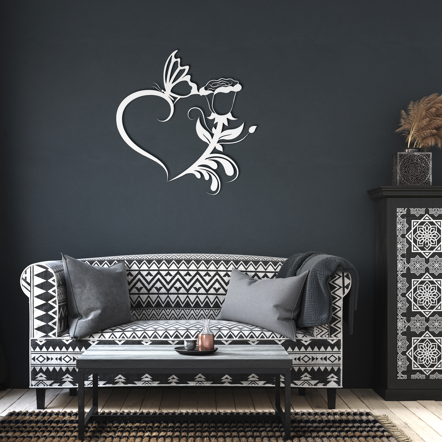 Butterfly_Floral_Heart_Metal_Sign_Livin_White_Dark_Living_Room_Mockup.png