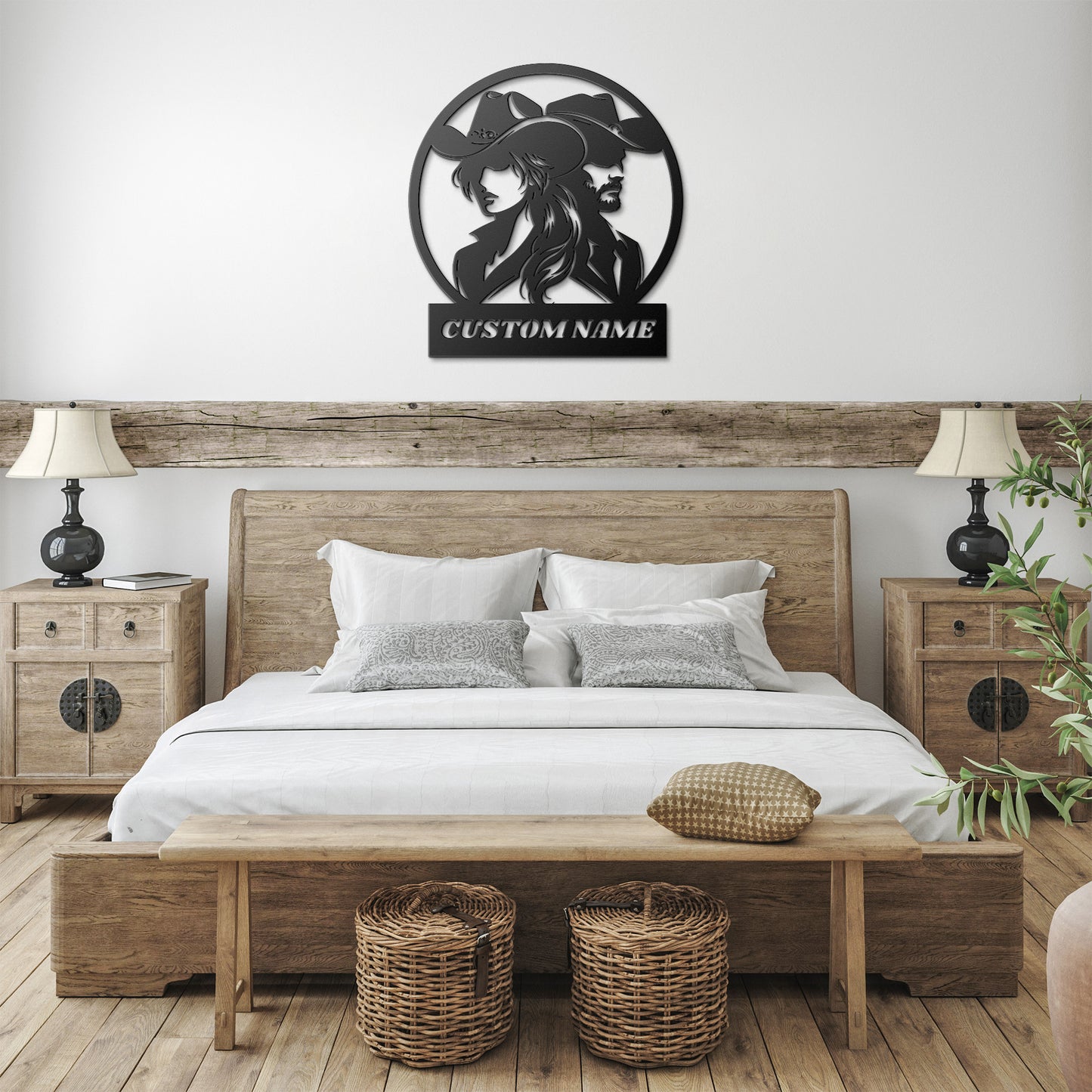 COW BOY COUPLE Silhouette CAN BE USED FOR HOME ADDRESS OR FARM NAME