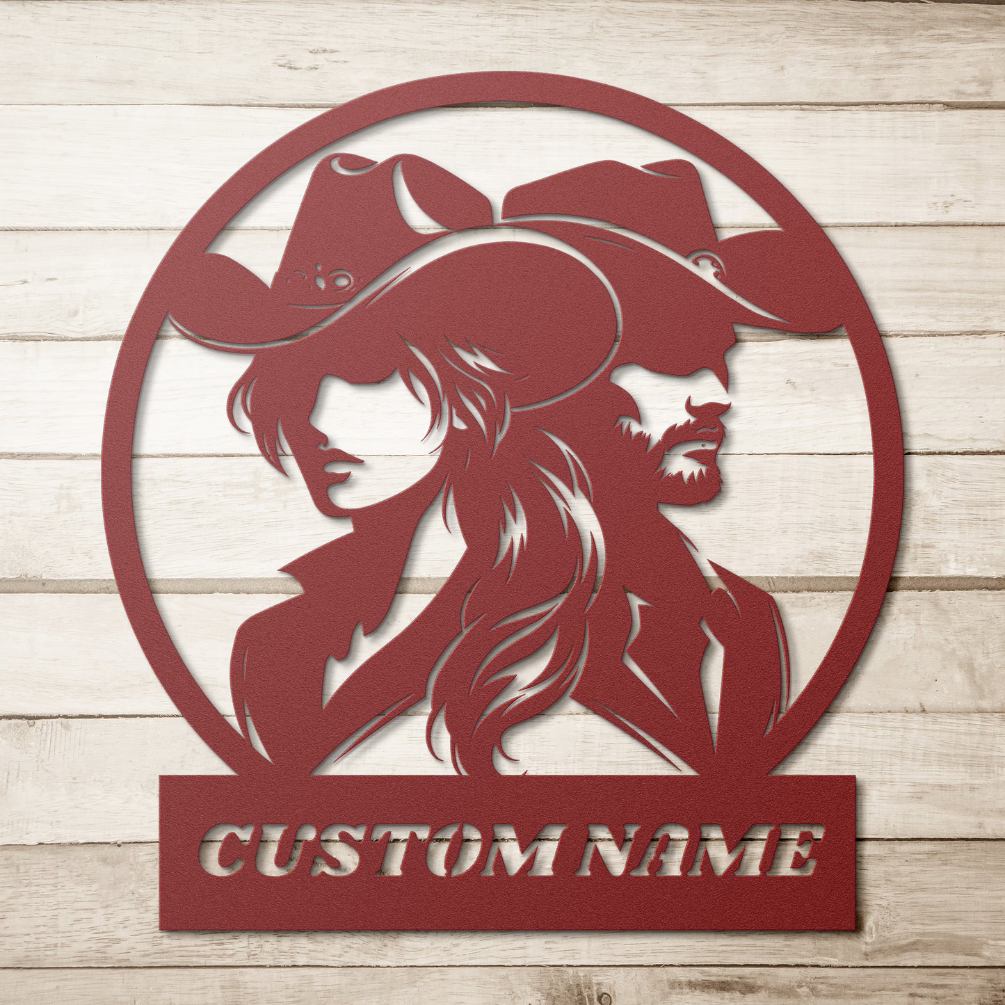COW BOY COUPLE Silhouette CAN BE USED FOR HOME ADDRESS OR FARM NAME