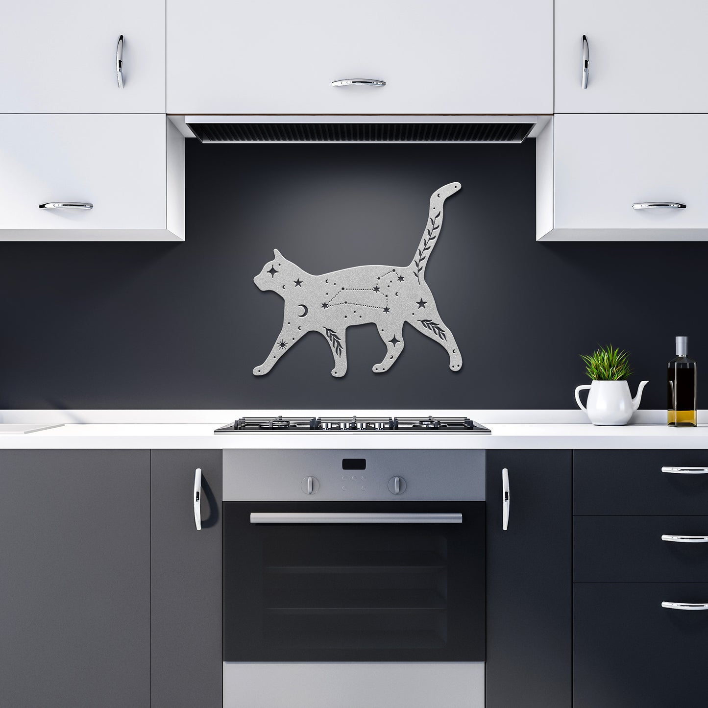 Celestial Cat and Moon Design, Mystical Moon Wall Art, Room Decor, Home Decor, Metal Sign Wall Art