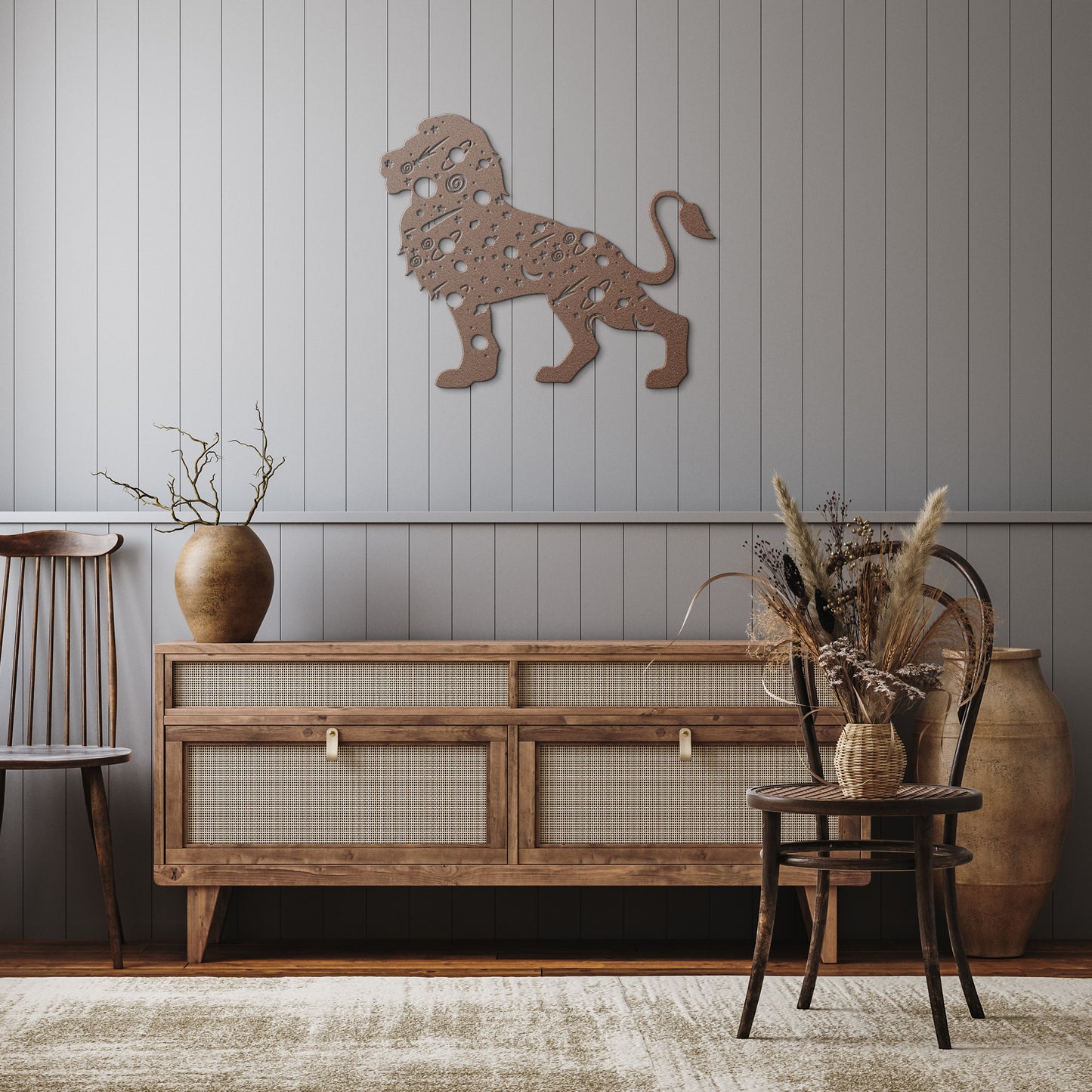 Celestial Lion Metal Sign, Cosmic lion Mystical Moon Wall Art, Room Decor, Home Decor, Metal Sign Wall Art