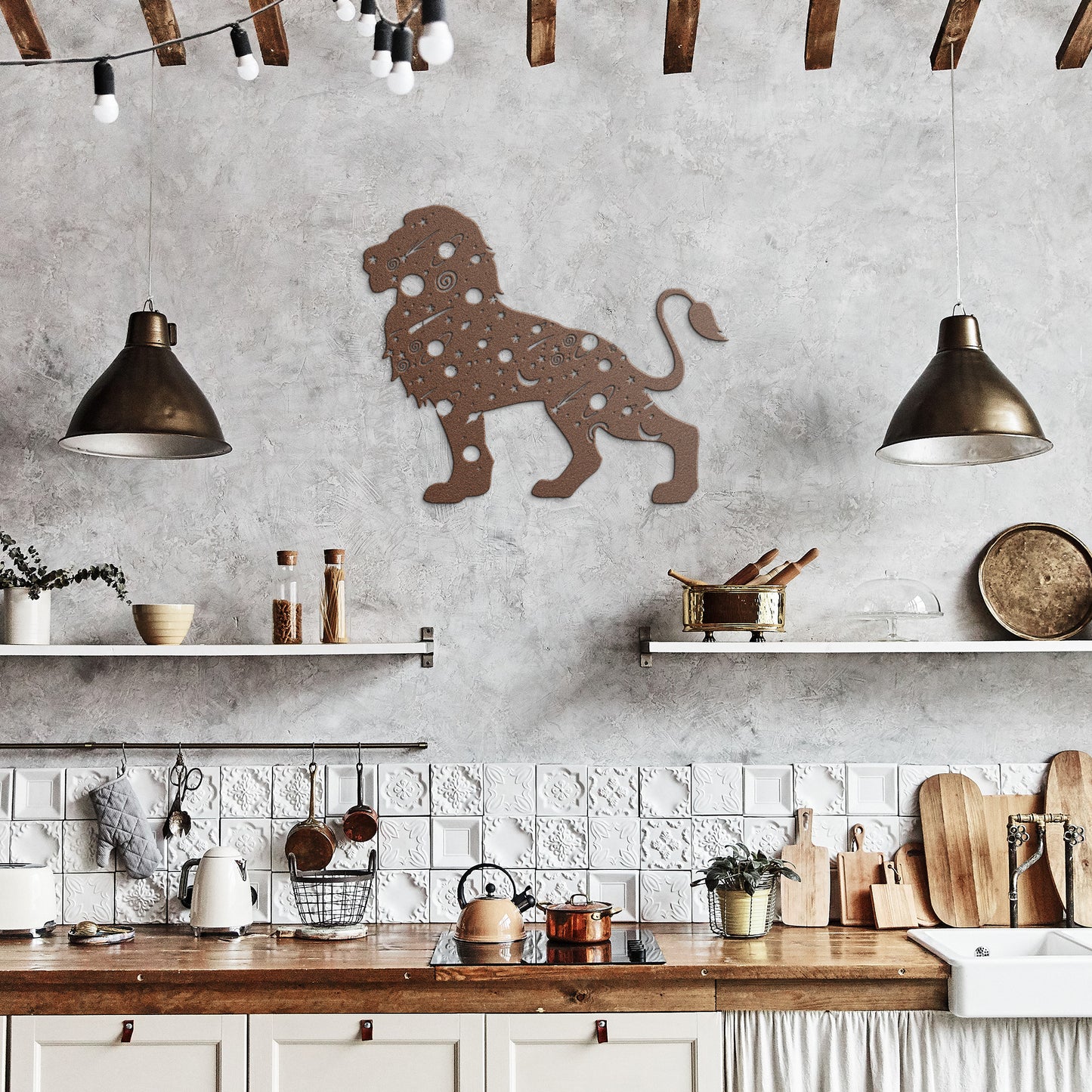 Celestial Lion Metal Sign, Cosmic lion Mystical Moon Wall Art, Room Decor, Home Decor, Metal Sign Wall Art