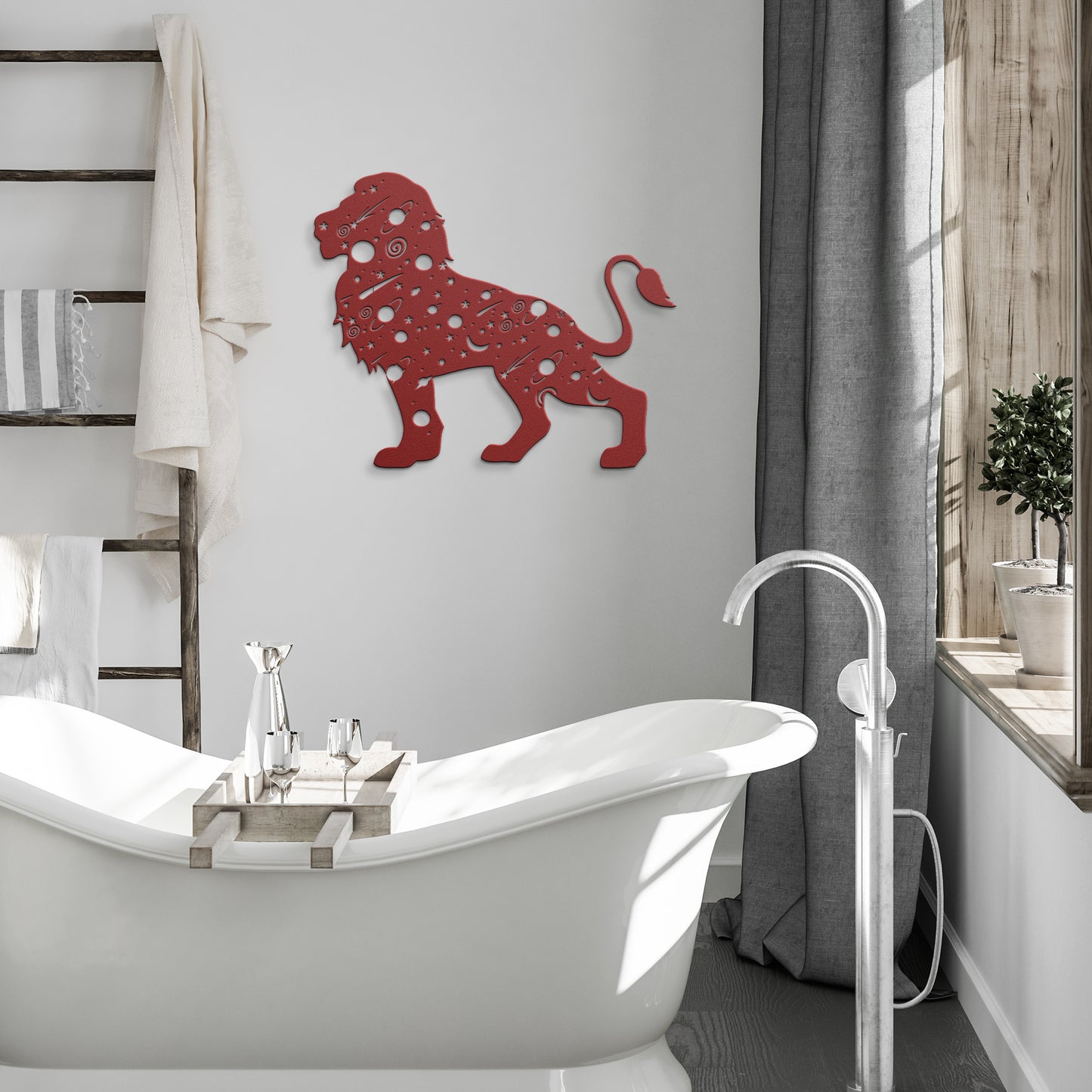 Celestial Lion Metal Sign, Cosmic lion Mystical Moon Wall Art, Room Decor, Home Decor, Metal Sign Wall Art