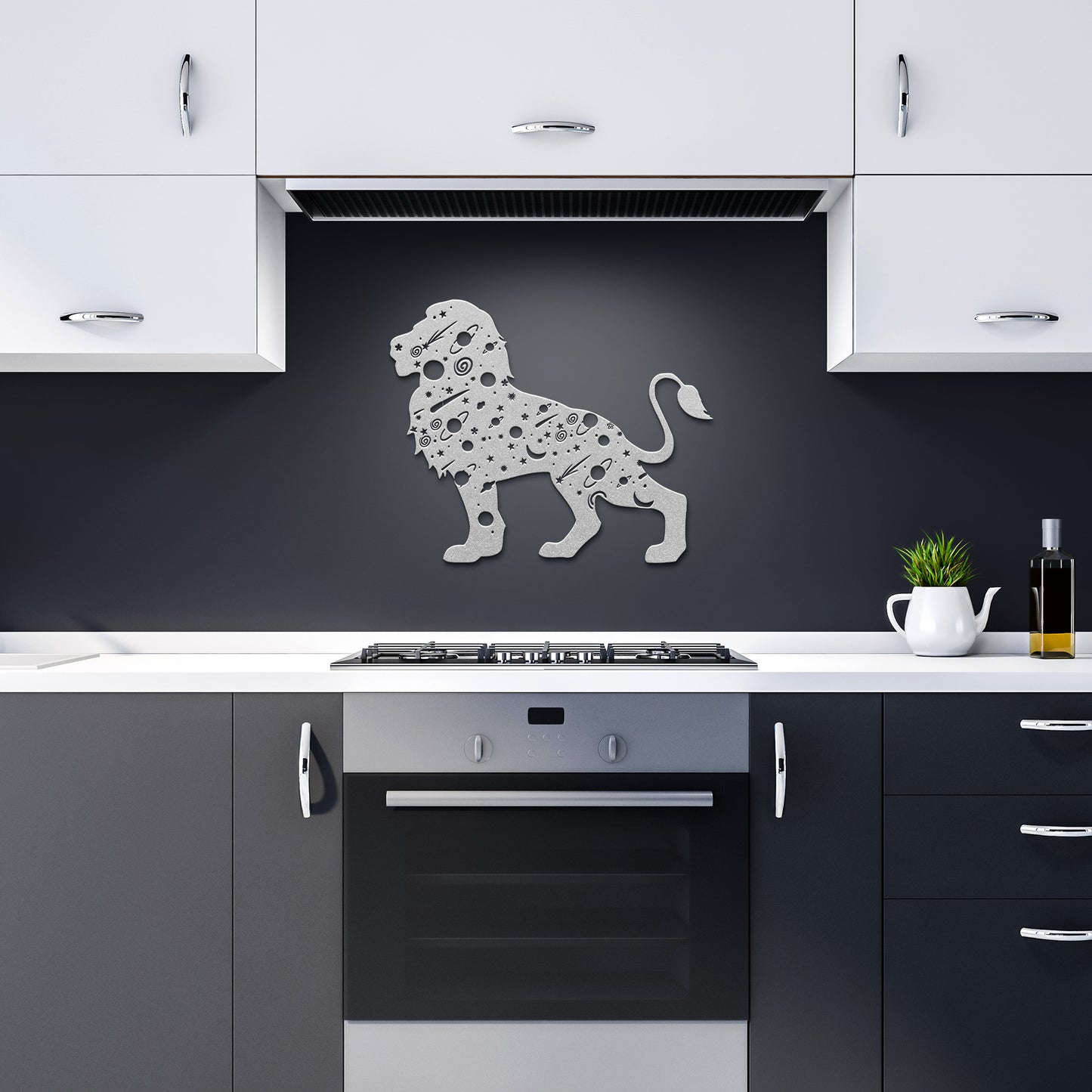 Celestial Lion Metal Sign, Cosmic lion Mystical Moon Wall Art, Room Decor, Home Decor, Metal Sign Wall Art