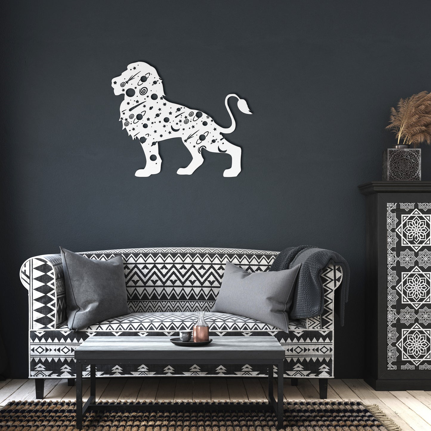 Celestial Lion Metal Sign, Cosmic lion Mystical Moon Wall Art, Room Decor, Home Decor, Metal Sign Wall Art