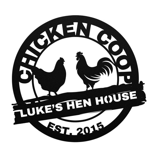 Chicken coop Metal Sign Wall Art, Personalized Hen House Sign, Rooster Metal Sign, Farmhouse Decor, Metal Farm Sign.