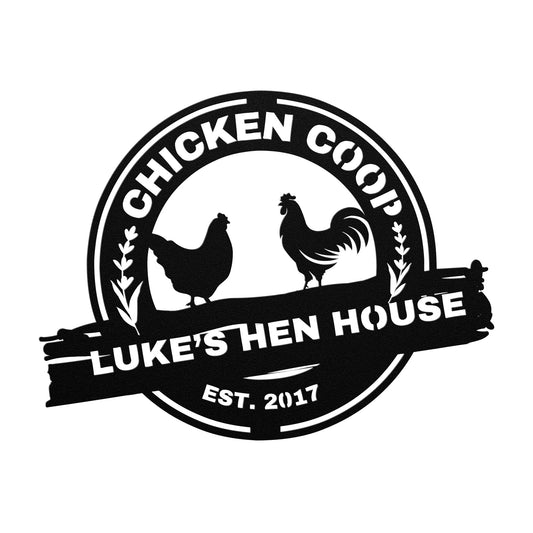 Chicken coop Metal Sign Wall Art, Personalized Hen House Sign, Rooster Metal Sign, Farmhouse Decor, Metal Farm Sign.