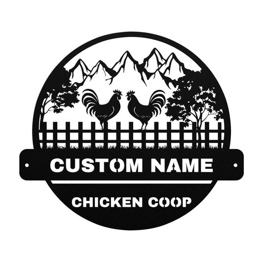 Chicken coop Metal Sign Wall Art, Personalized Hen House Sign, Rooster Metal Sign, Farmhouse Decor, Metal Farm Sign.