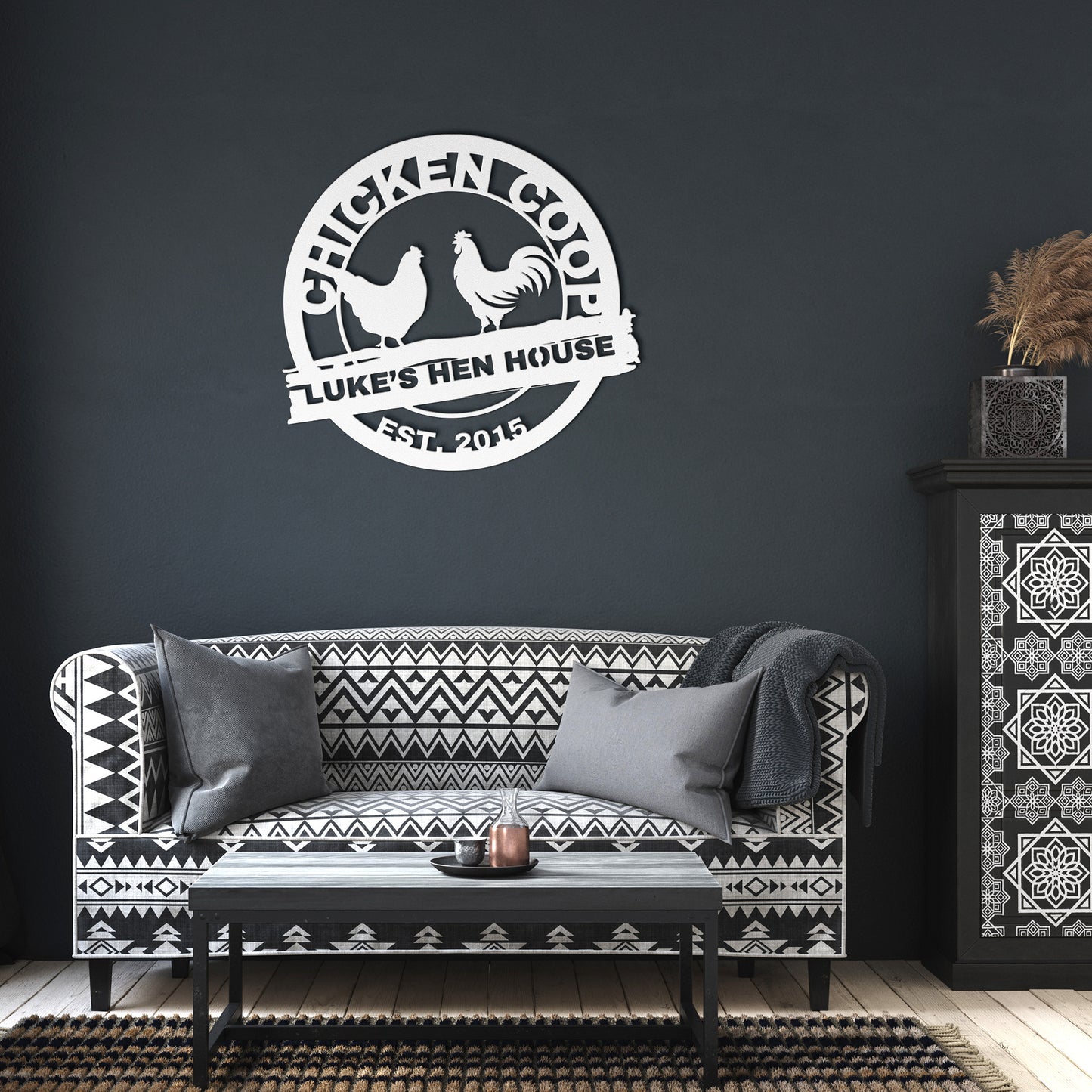 Chicken coop Metal Sign Wall Art, Personalized Hen House Sign, Rooster Metal Sign, Farmhouse Decor, Metal Farm Sign.